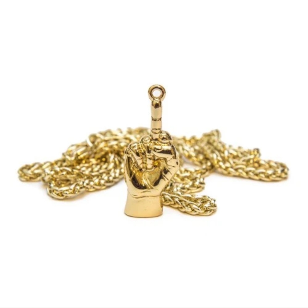 dipped in 18 carat gold middle finger rope chain